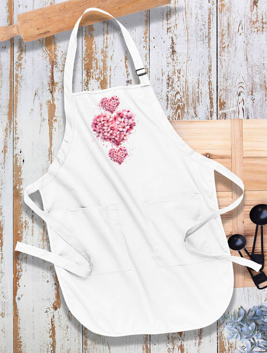 Valentine Pink Blossoms Flower Heart Kitchen Cotton Apron