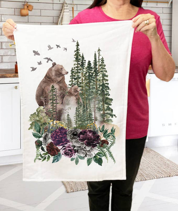 Bear Forest Mountains Wildlife Kitchen Terry Cloth Towels