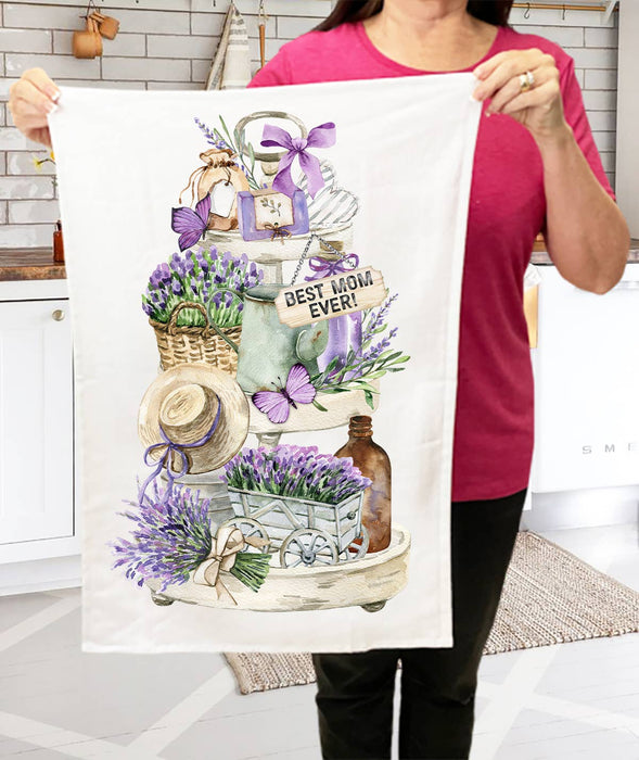 Mom Mother Best Ever Garden Lavender Terry Cloth Towel