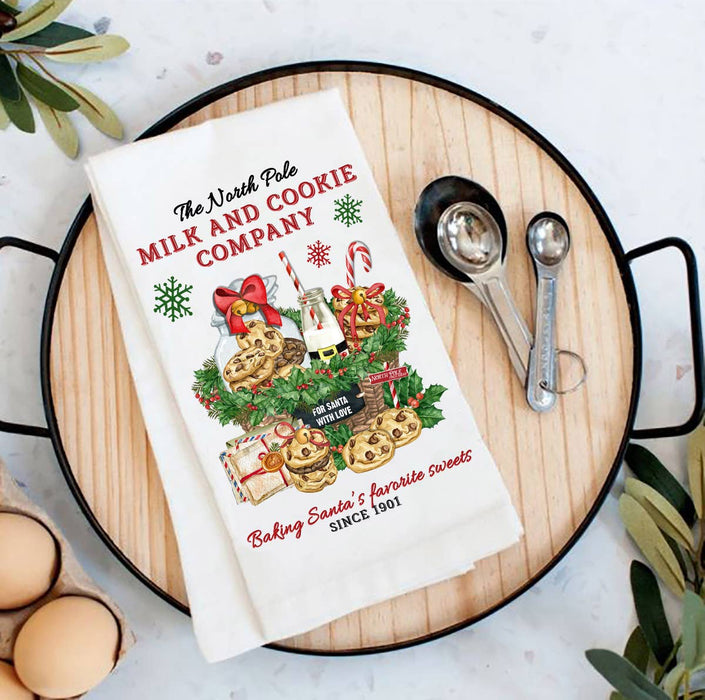 Christmas Milk and Cookie Company Flour Sack Tea Towel