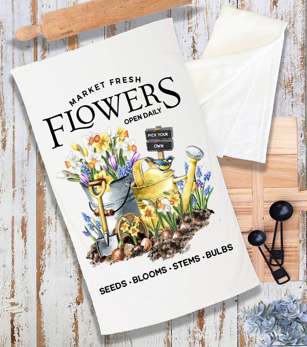 Market Fresh Flowers Daffodils Terry Cloth Towel
