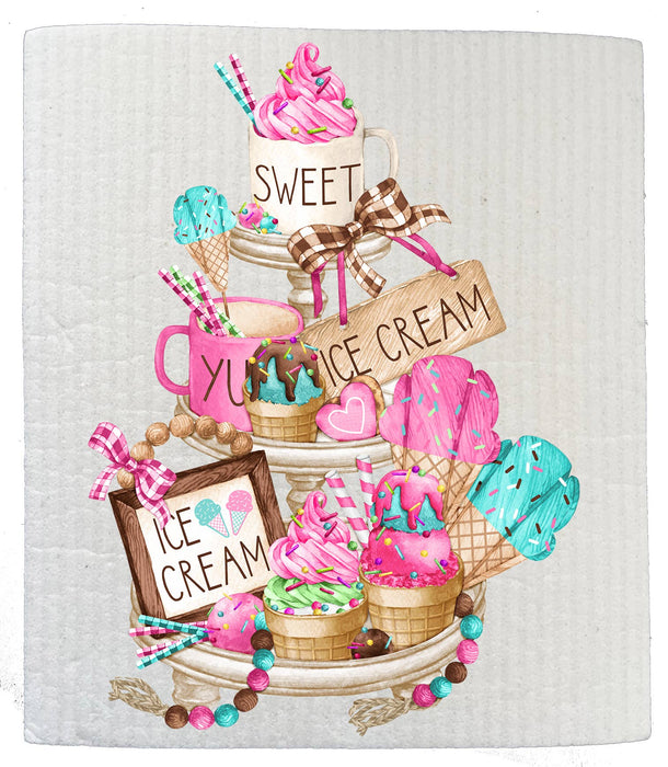 Ice Cream Sweet 3 Tier Tray Kitchen SWEDISH DISH CLOTHS