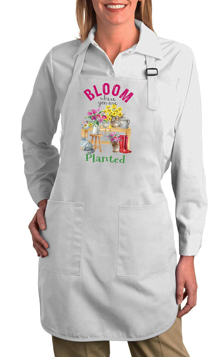 Bloom where you're planted Flowers Cats Kitchen Cotton Apron