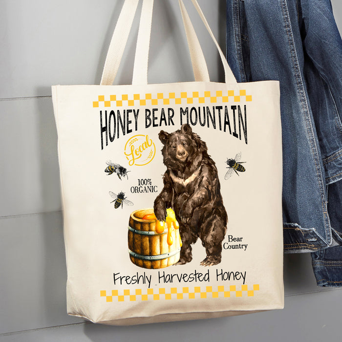 Honey Black Bear Mountain 12 oz Canvas Tote Bag