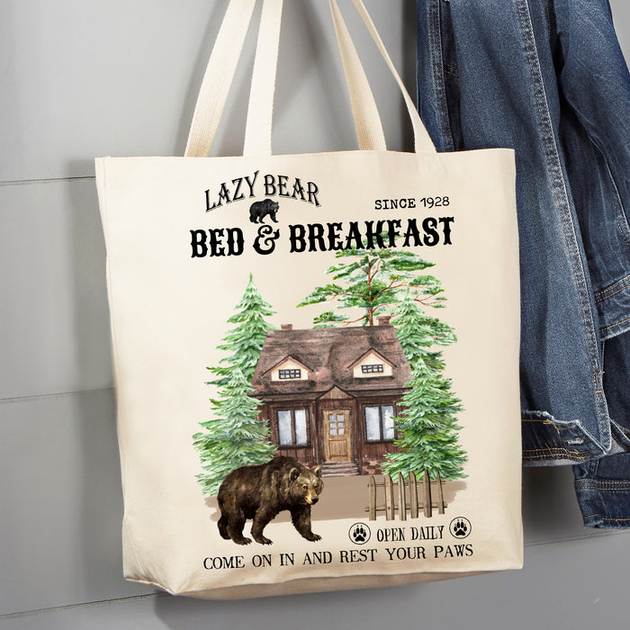 Lazy Bear Bed & Breakfast 12 oz Canvas Tote Bag