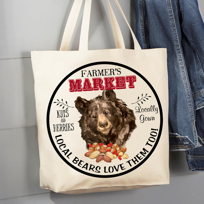 Bear Farmers Market Nuts & Berries12 oz Canvas Tote Bag