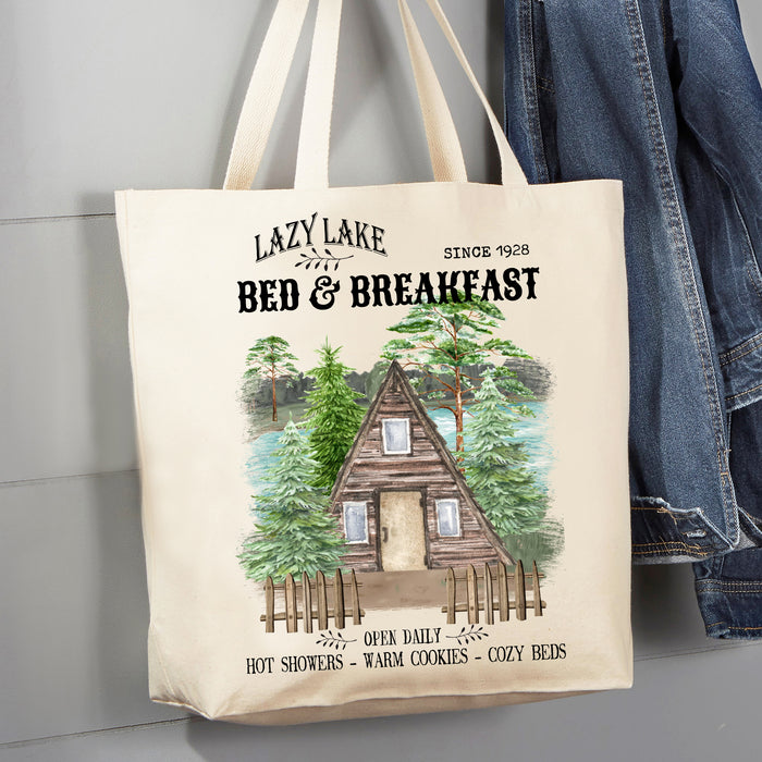 Lazy Lake Bed & Breakfast 12 oz Canvas Tote Bag