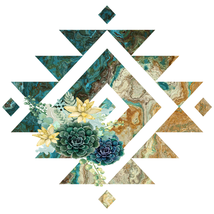 Western Blue Aztec Cactus Southwestern