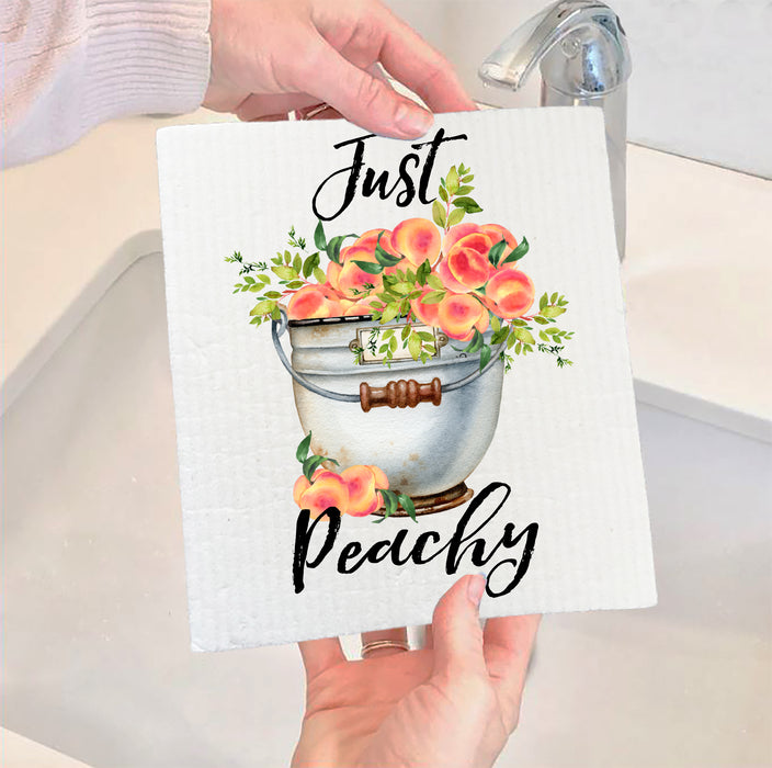 Just Peachy Bucket of Peachies Swedish Dish Cloth