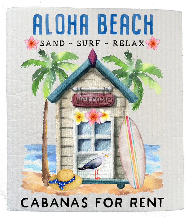 Aloha Beach Cabanas Ocean SWEDISH DISH CLOTH