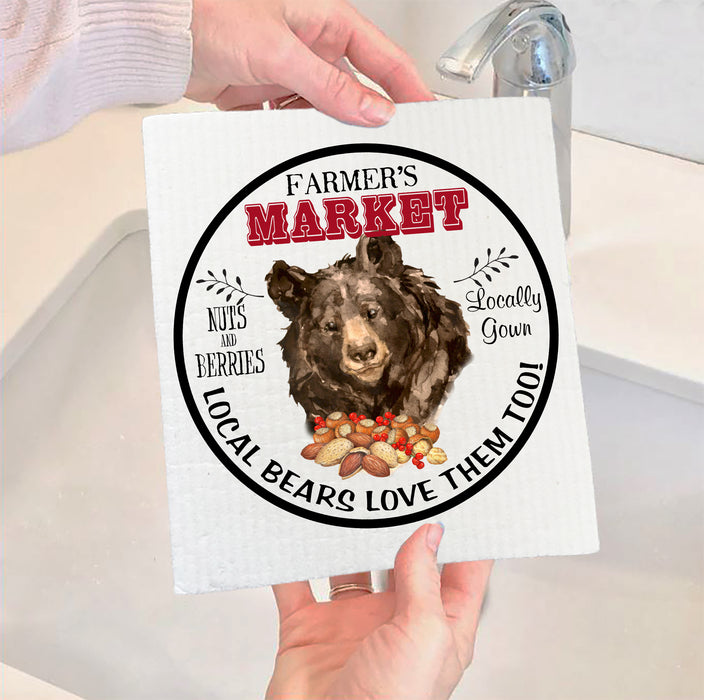 Bear Farmers Market Nuts & Berries Swedish Dish Cloth