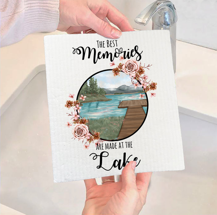 Best Memories at the Lake Swedish Dish Cloth