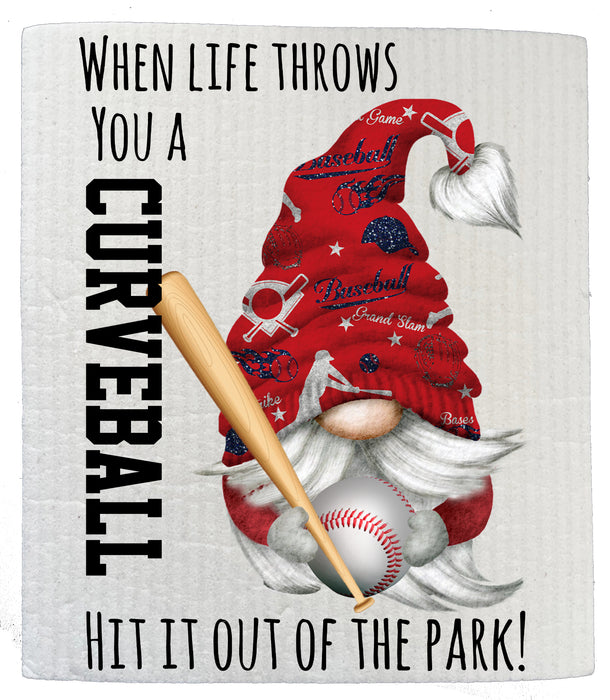 Gnome Baseball Red & Blue Team Colors Kitchen SWEDISH DISH CLOTH