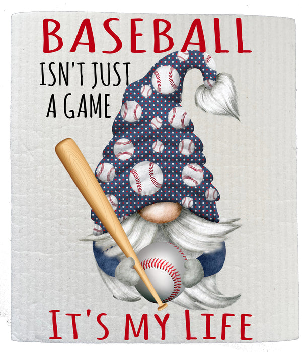 Gnome Baseball Red & Blue Team Colors Kitchen SWEDISH DISH CLOTH