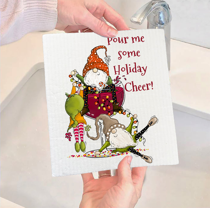 Christmas Pour Holiday Cheer Swedish Dish Cloth