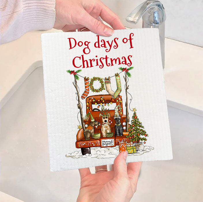 Dog Days of Christmas Swedish Dish Cloth