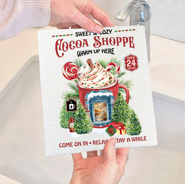 Christmas Cocoa Shoppe Swedish Dish Cloth