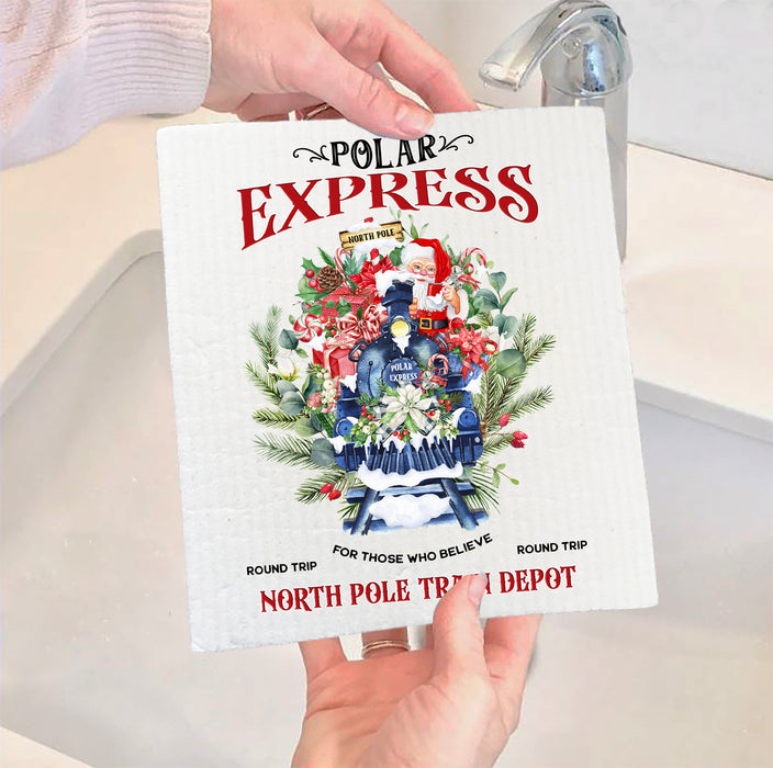 Christmas Polar Express Train Swedish Dish Cloth