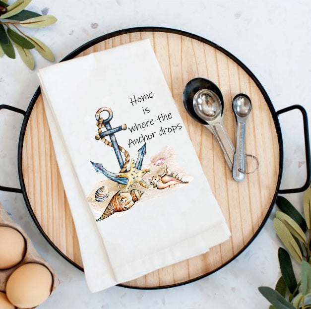 Beach Sea Shells Anchor Cotton Tea Towels