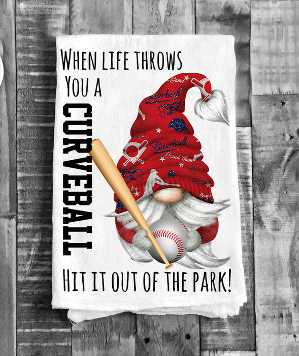 Gnome Baseball Red & Blue Team Colors Flour Sack Tea Towel
