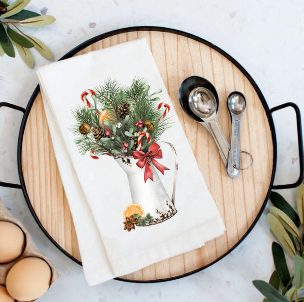 Country Christmas Cotton Tea Towel Kitchen