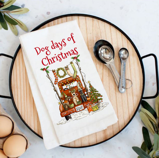 Dog Days of Christmas Cotton Tea Towels