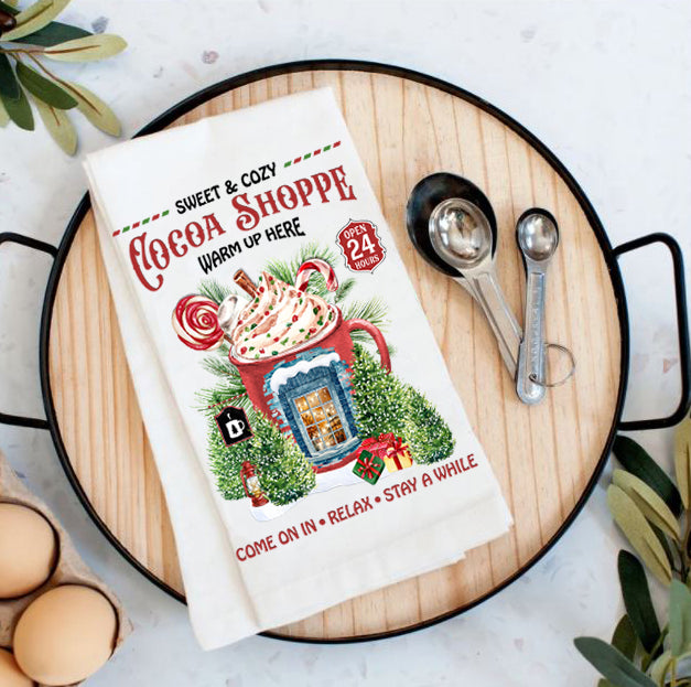 Christmas Cocoa Shoppe Cotton Tea Towels