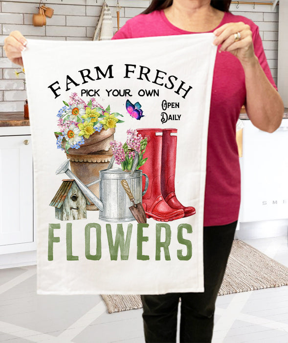 Farm Fresh Flowers Garden Cotton Terry Cloth Towels