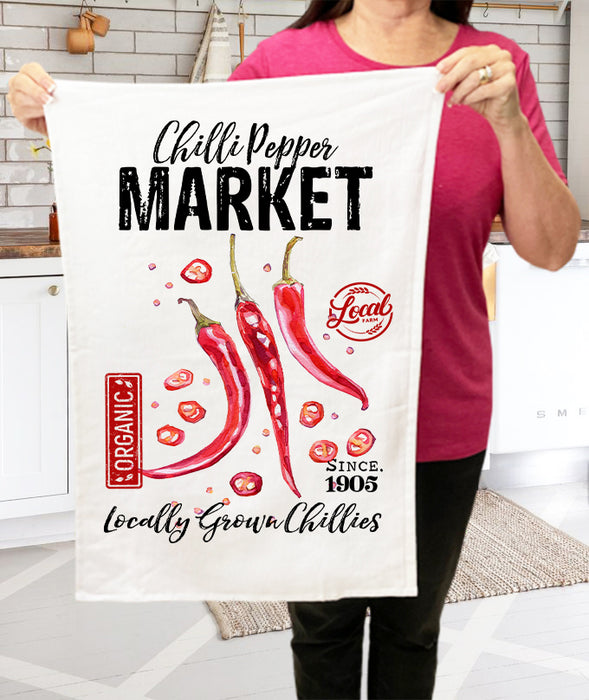 Chilli Peper Market Red Chillies Cotton Terry Cloth Towels