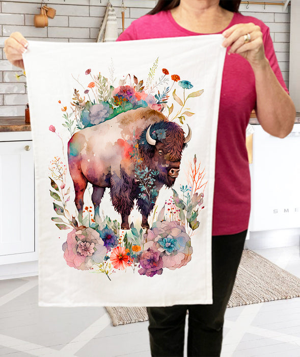 Western Buffalo Colorful Flowers  Kitchen Terry Cloth Towels