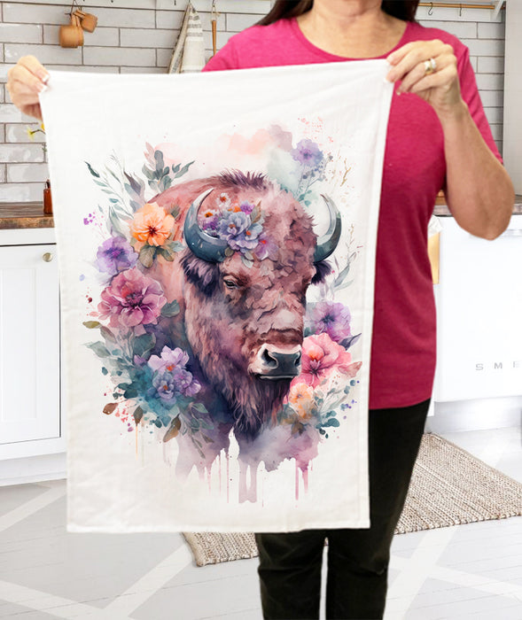 Western Buffalo Colorful Flowers  Kitchen Terry Cloth Towels