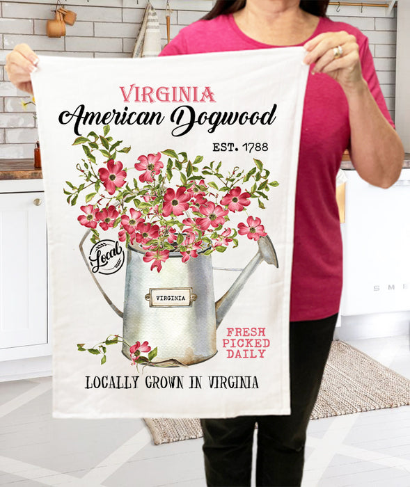 Virginia State Flower American Dogwood Souvenir  Terry Towel