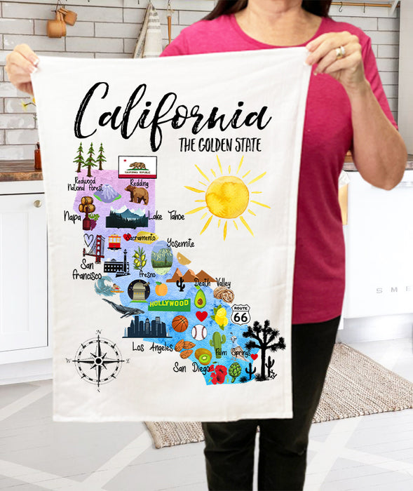 California State Map Souvenir Kitchen Terry Towel