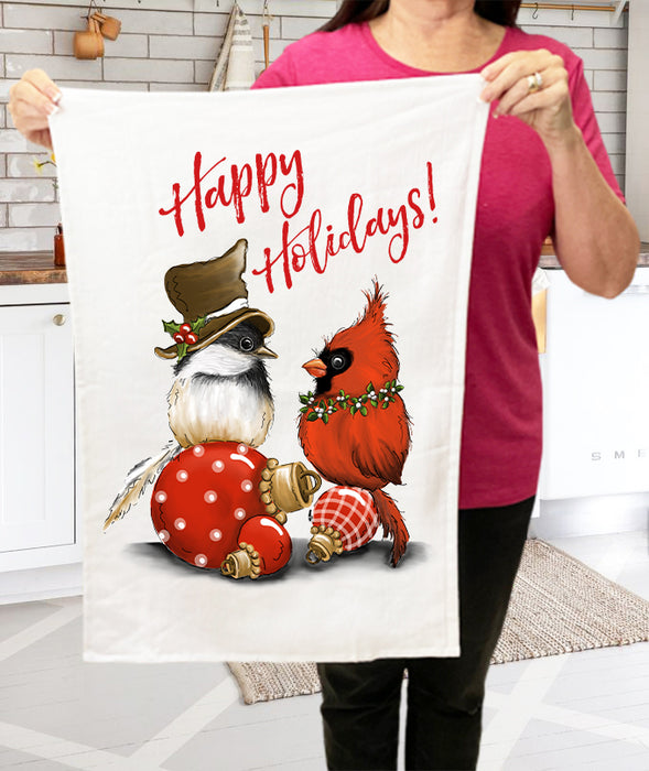Christmas Birds Cardinal Cotton Terry Cloth Towels