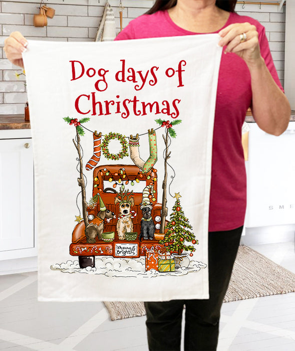 Dog Days of Christmas Cotton Terry Cloth Towels