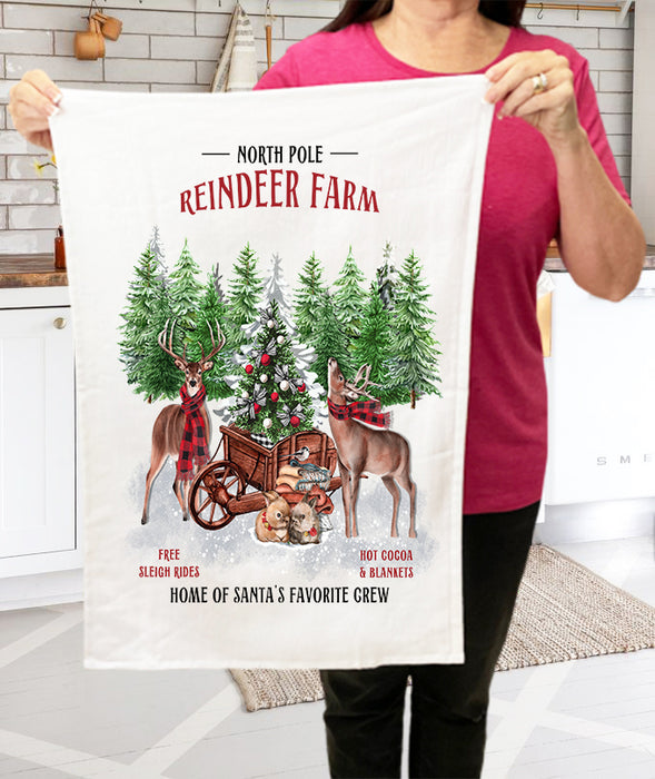Christmas Reindeer Farm Cotton Terry Cloth Towels