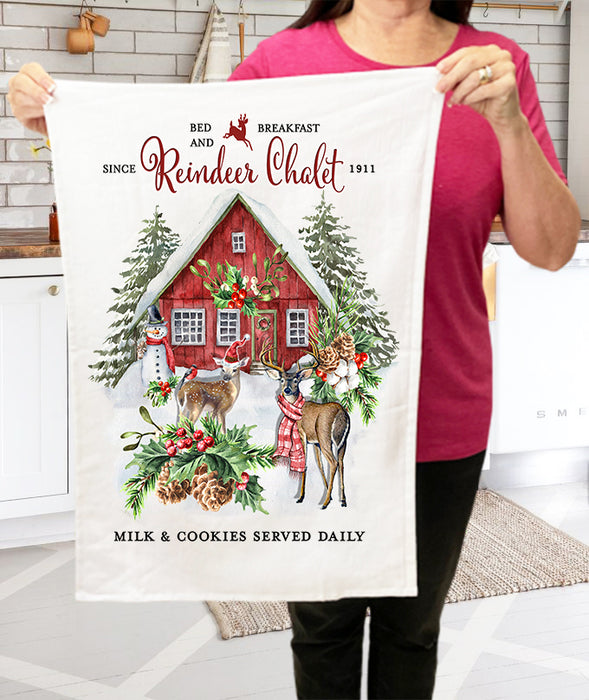 Christmas Reindeer Chalet Cotton Terry Cloth Towels