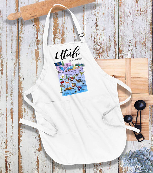 Utah State Map Souvenir  Kitchen Cotton Apron