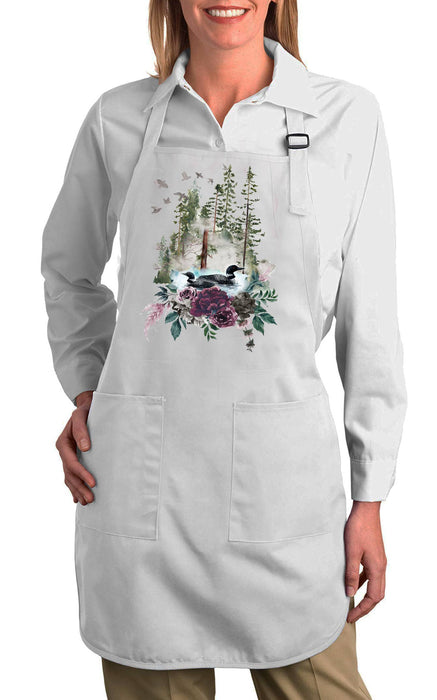 Loons Lake Mountains Wildlife  Cotton Apron