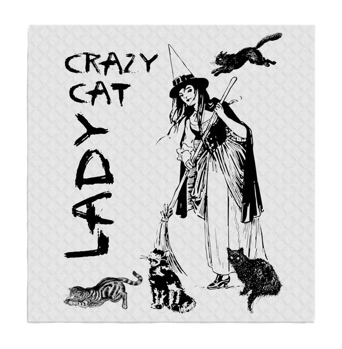 Crazy Cat Lady Witch Halloween SWEDISH DISH CLOTHS