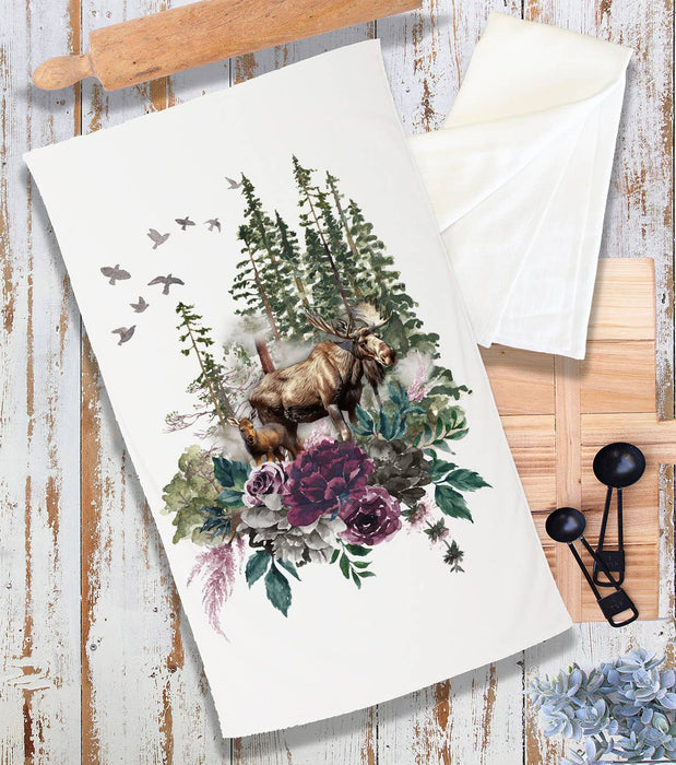 Moose Trees Mountains Wildlife Terry Cloth Towel