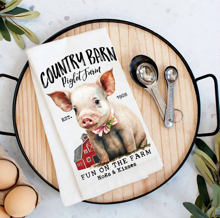 Country Piglet Farm Pig Animals Kitchen Cotton Tea Towels
