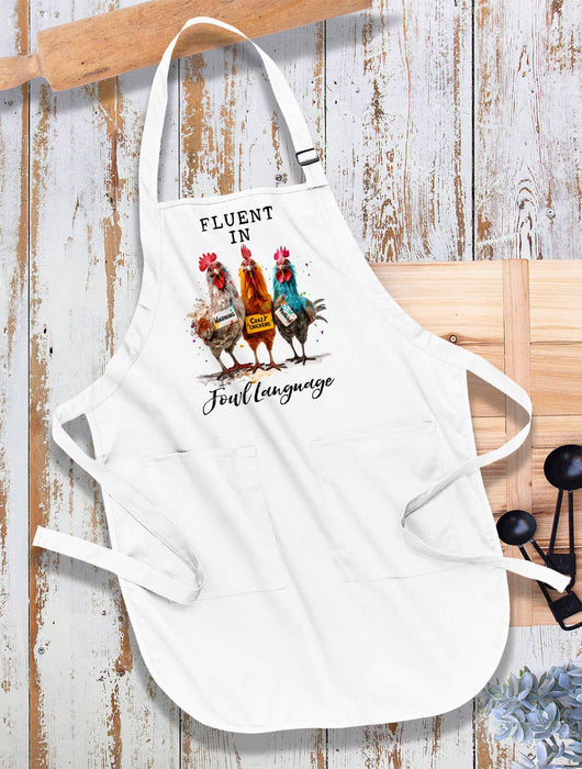 Fluent in Fowl Language Funny Saying Kitchen Cotton Apron