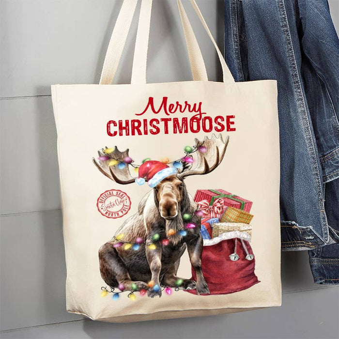 Christmas Merry Christmoose Moose Canvas Tote Bag