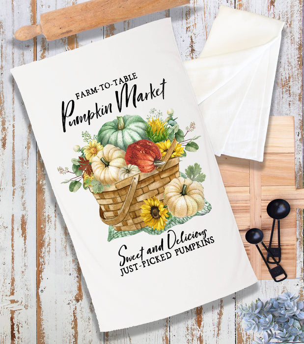 Autumn Fall Pumpkin Market Baskets Terry Cloth Towel
