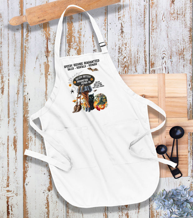 Halloween Salem Sisters Broomsticks Kitchen Cotton Apron