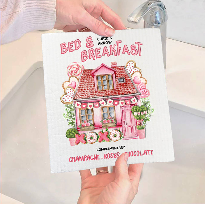 Valentine Bed & Breakfast Cupid Swedish Dish Cloth