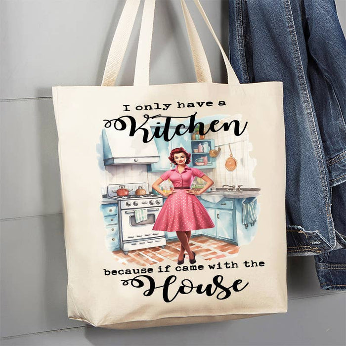 Kitchen Came with the House Funny 12 oz Canvas Tote Bag