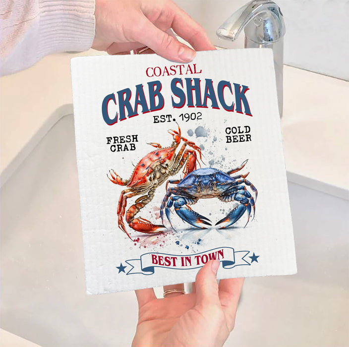Coastal Beach Crab Shack SWEDISH DISH CLOTH