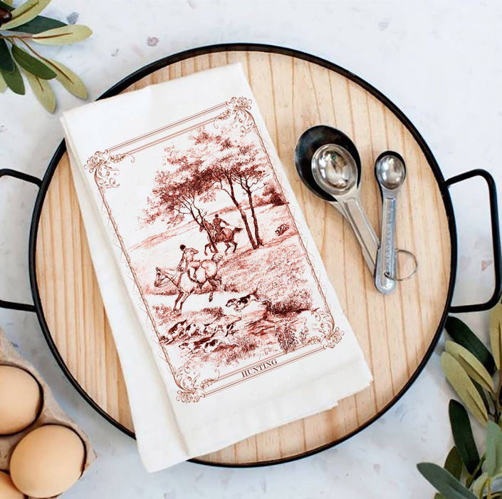 Vintage English Fox Hunting Flour Sack Tea Towel